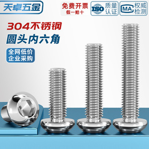 Tianzhuo Hardware 304 Stainless Steel Pan Head <b>Screw</b> M2 <b>M3</b> M4 M5 M12 Internal Hexagon DIN931 Grade A Bright Finish - Product Image 4