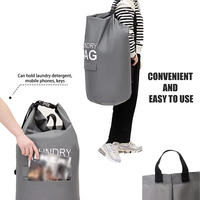 Sac à dos pliable personnalisé avec logo pour le transport de linge, panier à linge avec bretelles réglables et poche, corbeille à linge sale