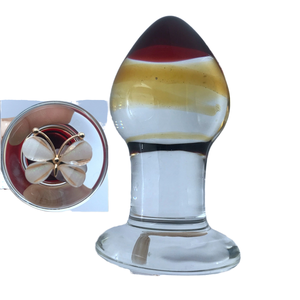 <span class=keywords><strong>Sonda</strong></span> <span class=keywords><strong>Anale</strong></span> in Vetro Borosilicato Massaggiatore Prostatico per Donne - Colore Oro Ecologico 90x40mm 159g Sex Toy - Product Image 1
