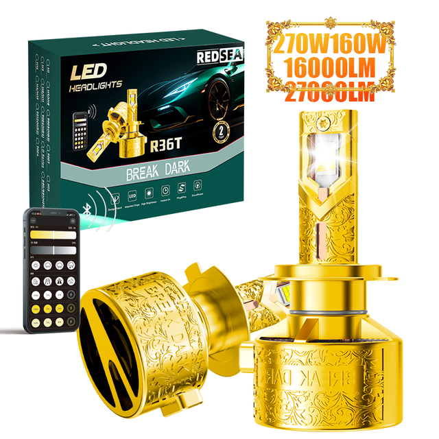 Redsea App Control 160W 16000LM H7 H4 Led Headlamp Bulb 4 Copper Tube Hb3 9005 9006 H11 Car Led Headlight H13 LED Headlight