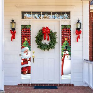 Decoraciones Navideñas, Adornos para Puerta de Santa Claus y Muñeco de Nieve, 30*180cm, Tela de Poliéster, PVC, Barra para Colgar, Juego de 2 Piezas - Product Image 4