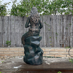 Statue de <span class=keywords><strong>sirène</strong></span> grandeur nature en fibre de verre pour jardin et cour arrière, sculpture de <span class=keywords><strong>sirène</strong></span>, fontaine d'eau - Product Image 3