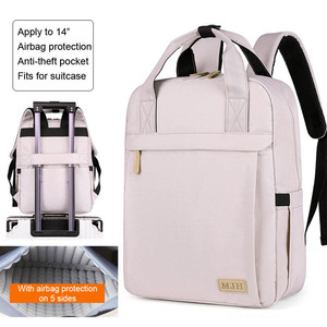 14" Waterproof Eco-Friendly Polyester <b>Laptop</b> <b>Backpack</b> Arcuate Shoulder Strap 180 Degree Zipper Open Airbag Protection Unisex - Product Image 1