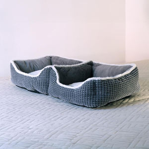 SUREWALHOME Cama Ortopédica para Mascotas, Sofá Cama Súper Suave con Cojín Extraíble para 2 Perros para Compartir Gemelos - Product Image 4