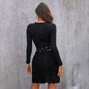 ชุดเซ็ตสองชิ้น เสื้อแขนยาวผ้าพันแผล สไตล์บราซิลสุดฮิต ขายดีปี 2024 เสื้อผ้าผู้หญิง เซ็กซี่ เหมาะสำหรับใส่ไปเที่ยวคลับ - Product Image 2