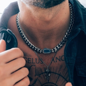 Inspire Jewelry en acier inoxydable Hiphop Punk Band Curb 12mm Cuban Chain Link Collier pour hommes Plaqué <span class=keywords><strong>or</strong></span> Mariage Fête des pères - Product Image 6