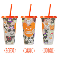 Gobelet à paille en plastique de qualité alimentaire Halloween 200ml Tumbler de dessin animé changeant de couleur avec des motifs de style américain Pack de roches personnalisé