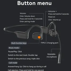 무선 스포츠 헤드폰 골전도 이어폰 마이크 땀 방지 5.3 ENC 소음 제거 LED 포함 - Product Image 4