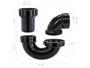 Siphon en P avec bague <span class=keywords><strong>d</strong></span>'adaptation filetée 1-1/2 pouces, kits de vidange anti-fuite et anti-odeur pour éviers de salle de bain/cuisine/camping-car, siphon en P en ABS - Product Image 5