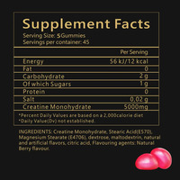 Permen Gummy Creatine Monohydrate Pre-Workout Label Pribadi untuk Pertumbuhan Otot dan Manajemen Energi