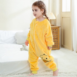 Michley Kinderen Schattige Kleine Gele Eend Snel Droogende Ademend Casual Plus Size Flanellen Pyjama's met Dierenprint 1-6 Jaar - Product Image 6