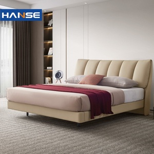 Design moderno camera da letto in pelle rosa con custodia reclinabile per famiglia normale King Size pannello in legno tenero mobili per adulti - Product Image 1