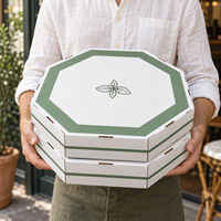 Boîtes à pizza octogonales personnalisées imprimées, emballage en papier blanc avec logo pour les restaurants à emporter et la livraison