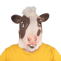 Masque de tête d'animal en latex, masque intégral drôle et effrayant, accessoires de déguisement de luxe pour Halloween, fête costumée, cosplay de vache, accessoires de Noël, club
