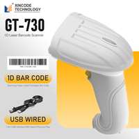 Escáner de Código de Barras Inalámbrico Xincode, Lector de Código de Barras Láser con Cable, Escanea Códigos de Barras USB 1D para Logística Express GT-730