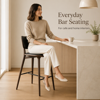 Chaise de bar contemporaine en bois rembourrée avec repose-pieds, tabouret de comptoir moderne pour café, restaurant, îlot de cuisine, usage commercial