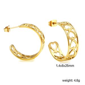 New Personalised Wholesale 18K Gold Plated Hollow Heart <b>Hoop</b> Earrings <b>Fashion</b> Stainless Steel <b>Fashion</b> <b>Hoop</b> <b>Earings</b> for Women - Product Image 2