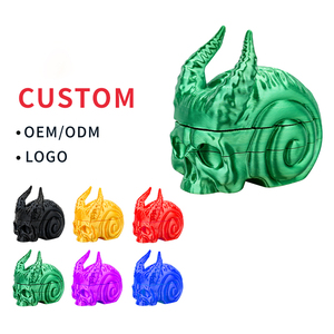 Custom Skull <b>Grinder</b> Plastic 3 Piece <b>Herb</b> <b>Grinder</b> With Horns Multi Color Options OEM ODM Available - Product Image 1