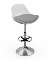 Tabouret de bar ergonomique contemporain à vérin à gaz, réglable en hauteur, pivotant, avec base en métal poli, stable pour comptoir de bar à domicile