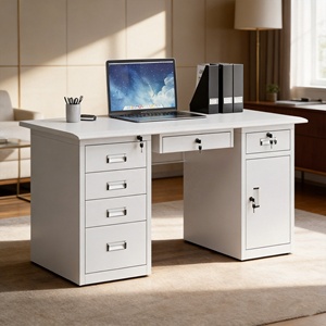 Bureau d'enseignant en acier à piétement unique, bureau <span class=keywords><strong>de</strong></span> bureau industriel en métal avec tiroirs pour l'école et le bureau - Product Image 4