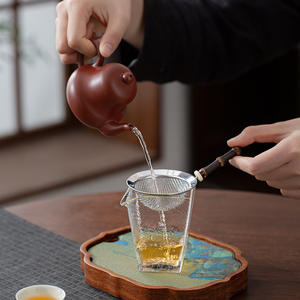 Filtres à thé fins en acier inoxydable avec poignée en bambou, passoires à thé, café et jus pour boissons aux herbes - Product Image 2