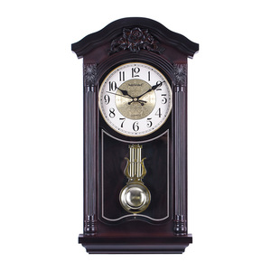 European Retro Wall <b>Clock</b> With Pendulum <b>Battery</b> Powered Living Room Decorative <b>Clock</b> - Product Image 1