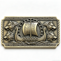 Pièce de défi commémorative personnalisée, en cuivre émaillé souple, moulée sous pression 3D, double face, motif Bateau Viking Traditionnel Moderne, Corbeau et Ange