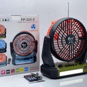 Custom Multifunction Rechargeable FM AM Radio 6 Inch Cooling Fan Outdoor Desktop <b>LED</b> Light High Bass Wireless <b>Speaker</b> - Product Image 5