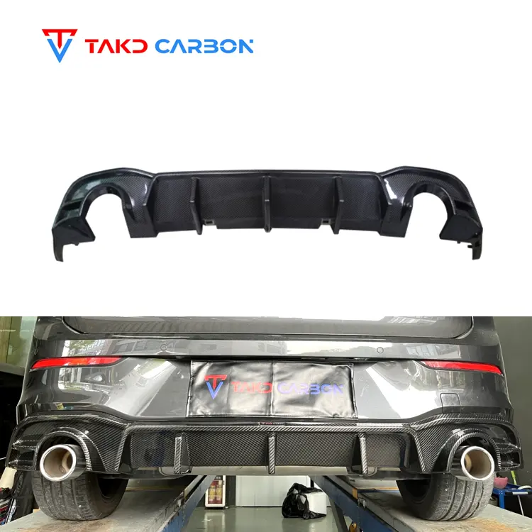 Lèvre de pare-chocs arrière de voiture 3K Twill Dry Carbon Fiber Rear Diffuser Spoiler Accessoires de voiture pour Volkswagen Golf 8 GTI 2021-UP