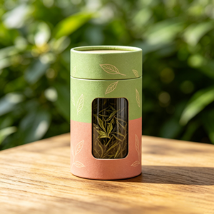 Boîte cylindrique en papier avec fenêtre transparente, design personnalisé pour l'affichage du thé en vrac - Product Image 5