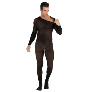 Commercio all'ingrosso Plus Size maschio Sexy Unsex Hot Nude trasparente stretto piede corpo calza Crotchless Bodystocking per gli uomini - Product Image 2