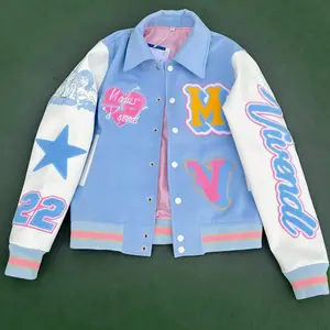 YUJIA Custom Wholesale Logo High Street Color Block Baseball Coat For Winter Mens Plus Size Bomber Jacket Varsity Jackets