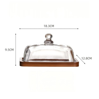 Holztablett mit Glasdeckel Käsebox Butterdose Dessertteller Luxuriöser Vintage-Kuchenständer Küchen-Dekoration