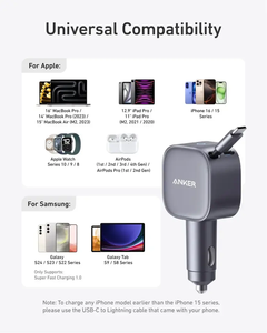 Chargeur de voiture Anker A2738 Nano 75W USB-C avec câble rétractable, fonction QC3.0, port Type-C - Product Image 3