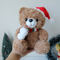 Ours en peluche mignon avec chapeau de Noël, rembourrage en coton PP, taille 11-30 cm, cadeau de vacances pour amis - Vente chaude