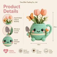 Plante en pot au crochet en laine faite à la main BH, décoration suspendue pour bureau et maison, écologique, cadeau Fête des Pères et Pâques, directement de l'usine