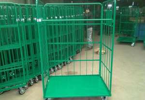 यूरो-स्पेक फोल्डेबल रोल कंटेनर-वैश्विक निर्यात के लिए हटाने योग्य आस्तीन के साथ 4-पक्षीय तार जाल ट्रॉली - Product Image 5