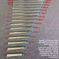 Glissières de tiroir à trois sections entièrement extensibles de 53 mm, robustes, avec fermeture amortie et roulement à billes, pour cuisine et chambre, haute capacité de charge
