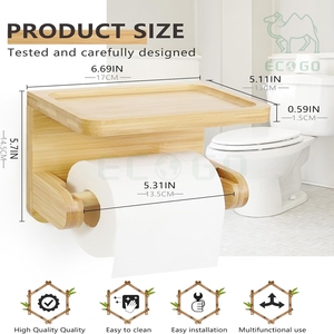 Modern Bamboo Bathroom Organizer Wall Mounted Storage Display <b>Racks</b> Rolling Toilet Paper Holder Stand - Product Image 6