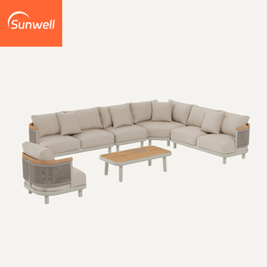 Ensemble de meubles d'<span class=keywords><strong>extérieur</strong></span> pour hôtel, ensemble modulaire en forme de L, <span class=keywords><strong>canapé</strong></span> de jardin, ensemble de <span class=keywords><strong>canapé</strong></span>-lit en aluminium tressé pour 7 personnes - Product Image 3