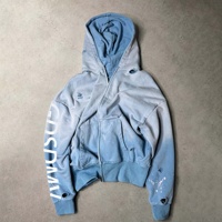 Ouna Clothing Manufacturer Custom Spot Washed Distressed Faded Vintage Loose Streetwear Style Zip up Hoodie Homme