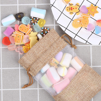 Sac en organza de lin naturel avec logo personnalisé, pochette cadeau en toile de jute, sac à bonbons en toile de jute avec cordon de serrage, sacs à café en toile de jute