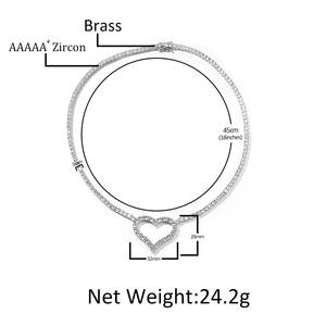 Collana a Cuore con Gioielli Luccicanti per il Ballo di Fine Anno, Catena Tennis 3MM, <span class=keywords><strong>Serie</strong></span> Design Amore, Moda Femminile di Lusso, Charm CZ, Girocollo - Product Image 2