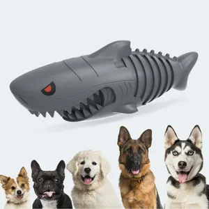 Factory Custom Indestructible Pet Dog Toy Natural Rubber Squeaky Fun Shark Shape Dog Chew Toy
