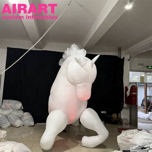 Mascotas Inflables de Caballo Blanco para Desfiles de Carnaval, Disfraces Inflables de Unicornio con Luces LED - Product Image 4
