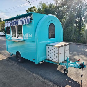 Carrito de Comida Móvil Azul ZOWN con Toldo a Rayas para Eventos al Aire Libre - Product Image 6