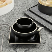 Ensemble de table de luxe bordures en or, pièces, de couleur noire et en mélamine, vente en gros