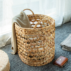 High Quality Round Rattan Storage <b>Basket</b> with Handles Water Hyacinth <b>Seagrass</b> for Home Organization and <b>Laundry</b> Use - Product Image 6