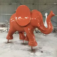 Sculpture d'éléphant marron en fibre de verre personnalisée, le parc a été peint avec des statues d'éléphant
