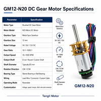 DC 3V 6V 12V Bürstenmotor mit Permanentmagnet N20 Mini Mikro Metallgetriebemotor mit Zahnrad 10-1000 U/min für Smart Home Haushaltsgeräte Ventilator